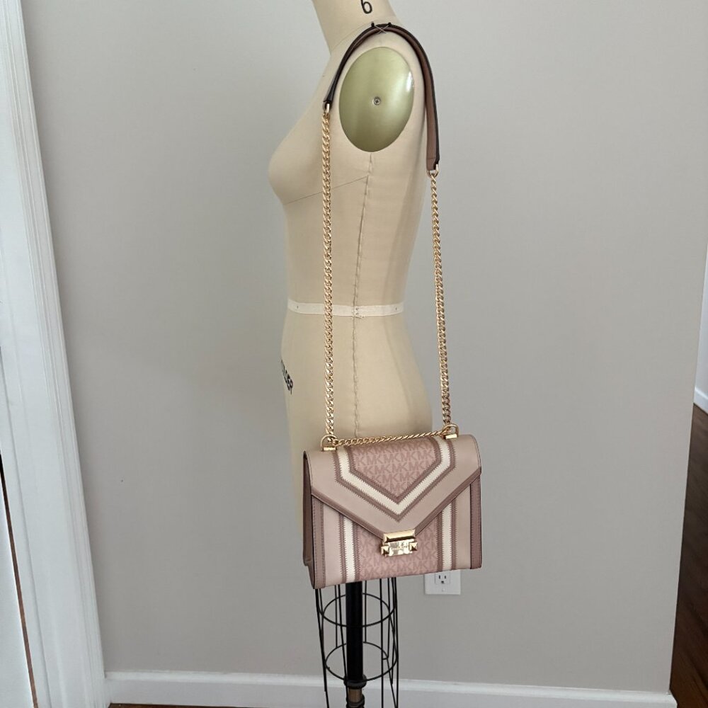 Michael Kors Rose Signature Coated Canvas and Leather Whitney Shoulder Bag - Picture 4 of 14